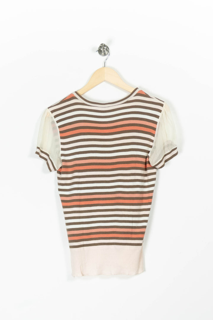 Tee-shirt Rayé Beige et Marron - Taille XL/42 de la marque Caroll | PARAD96875 - Vendu par Paradigme - Image 4