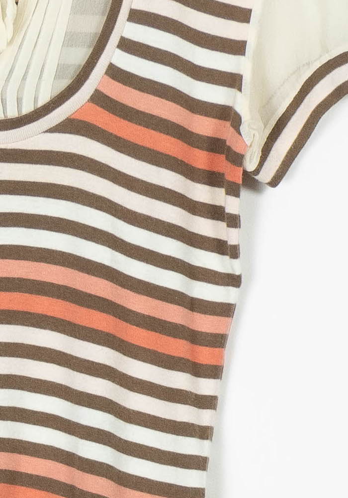 Tee-shirt Rayé Beige et Marron - Taille XL/42 de la marque Caroll | PARAD96875 - Vendu par Paradigme - Image 3