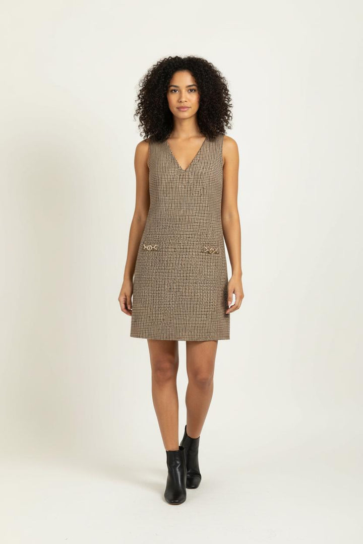 Robe Chasuble Marron et Noir - Taille M/38 de la marque Claudie Pierlot | PARAD96913 - Vendu par Paradigme - Image 1