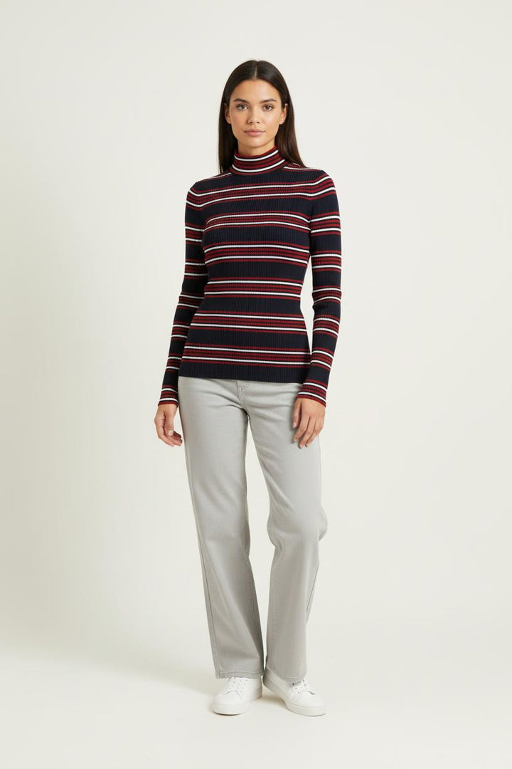 Pull Rayé Noir Rouge et Blanc - Taille S/36 de la marque Kookai | PARAD96951 - Vendu par Paradigme - Image 1