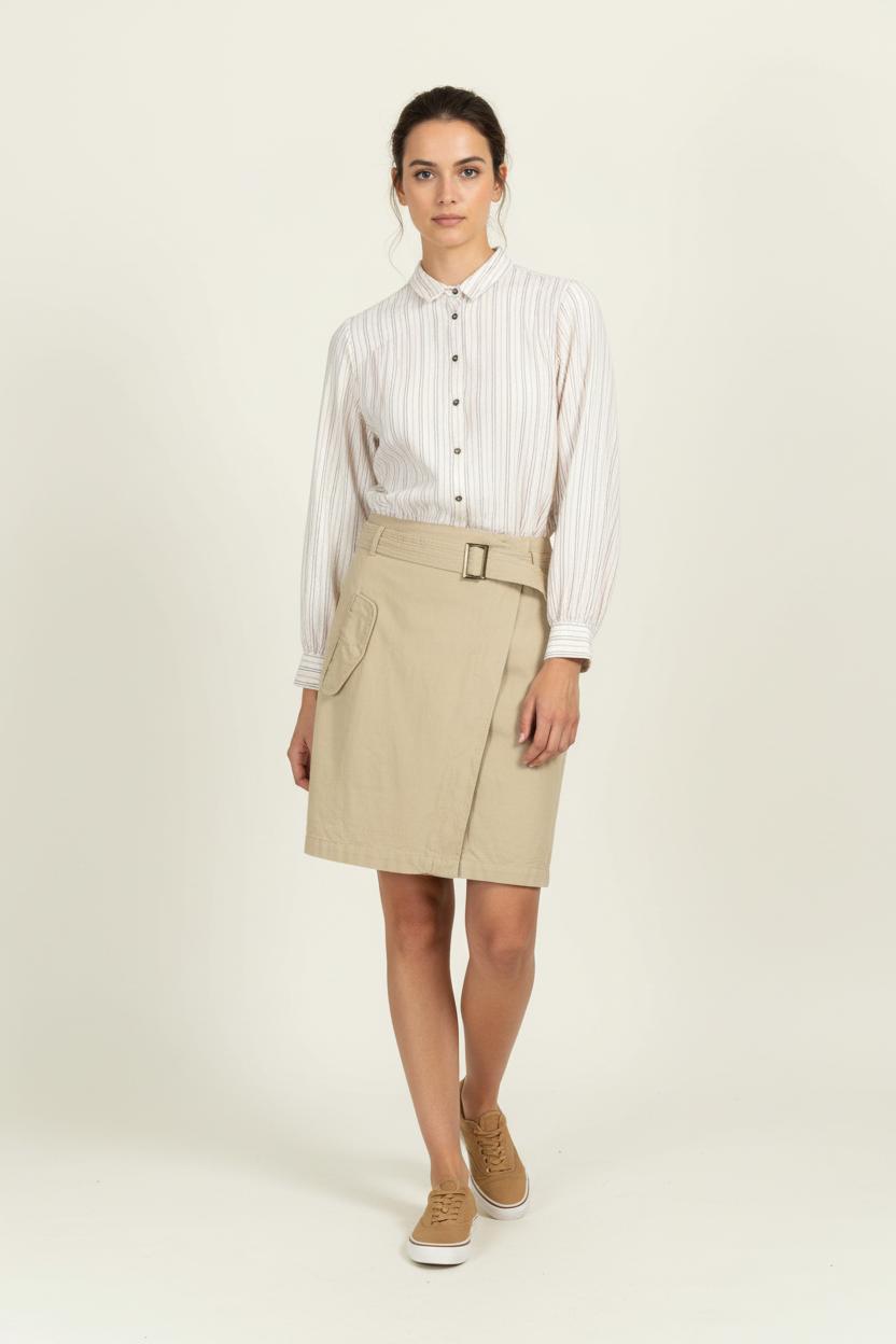 Robe Chemise Beige et Blanc - Taille S/36 de la marque Ekyog | PARAD96981 - Vendu par Paradigme - Image 1