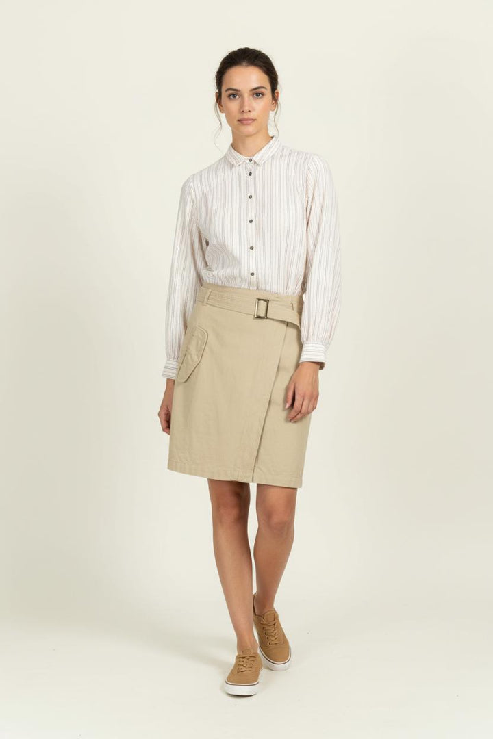 Robe Chemise Beige et Blanc - Taille S/36 de la marque Ekyog | PARAD96981 - Vendu par Paradigme - Image 1