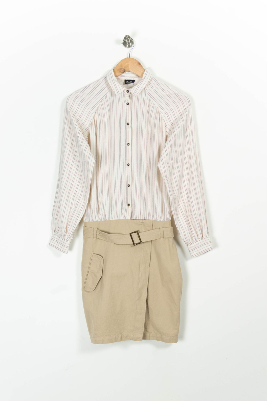 Robe Chemise Beige et Blanc - Taille S/36 de la marque Ekyog | PARAD96981 - Vendu par Paradigme - Image 2