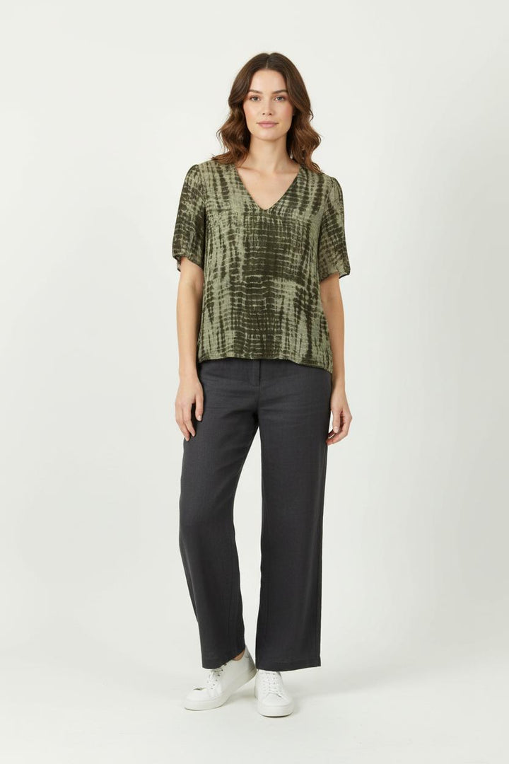 Blouse Verte et Noire - Taille M/38 de la marque Sud express | PARAD97001 - Vendu par Paradigme - Image 1