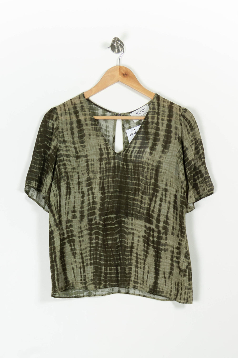 Blouse Verte et Noire - Taille M/38 de la marque Sud express | PARAD97001 - Vendu par Paradigme - Image 2