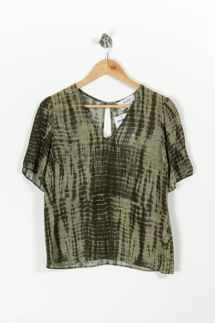 Blouse Verte et Noire - Taille M/38 de la marque Sud express | PARAD97001 - Vendu par Paradigme - Image 2