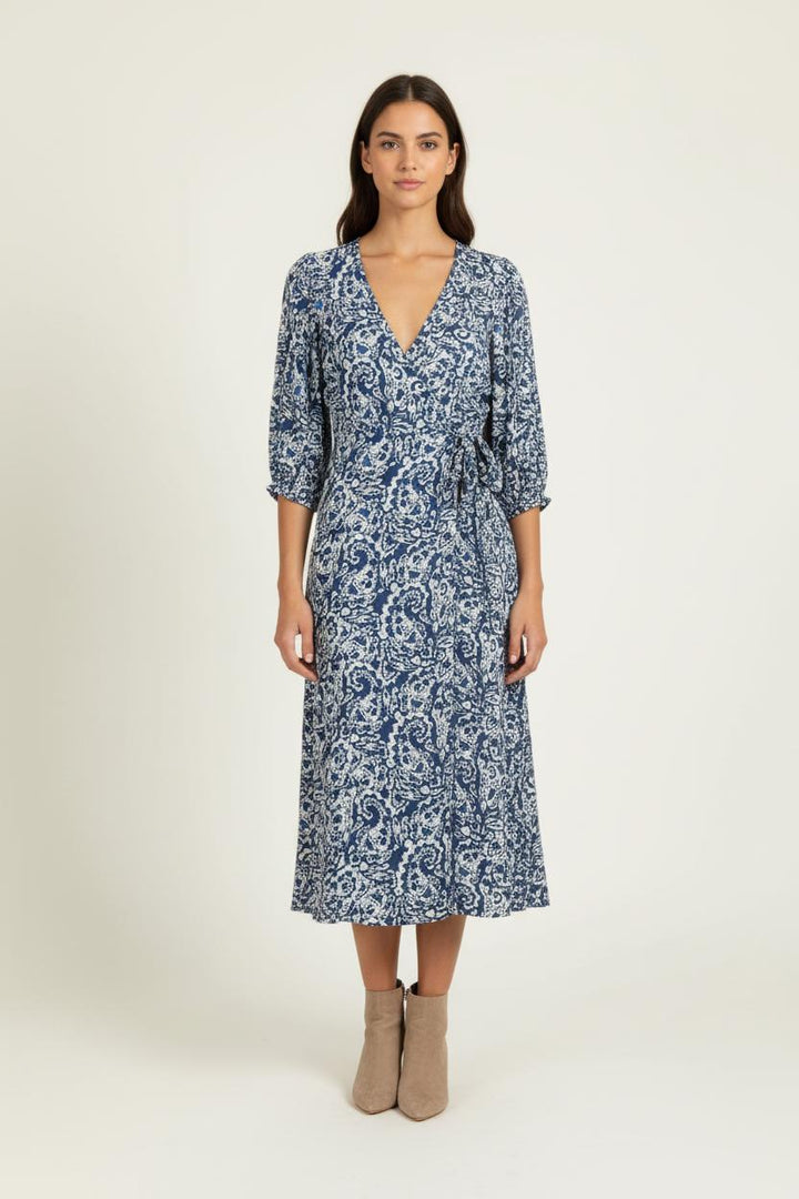 Robe Portefeuille Bleu et Blanc - Taille M/38 de la marque Caroll | PARAD97002 - Vendu par Paradigme - Image 1
