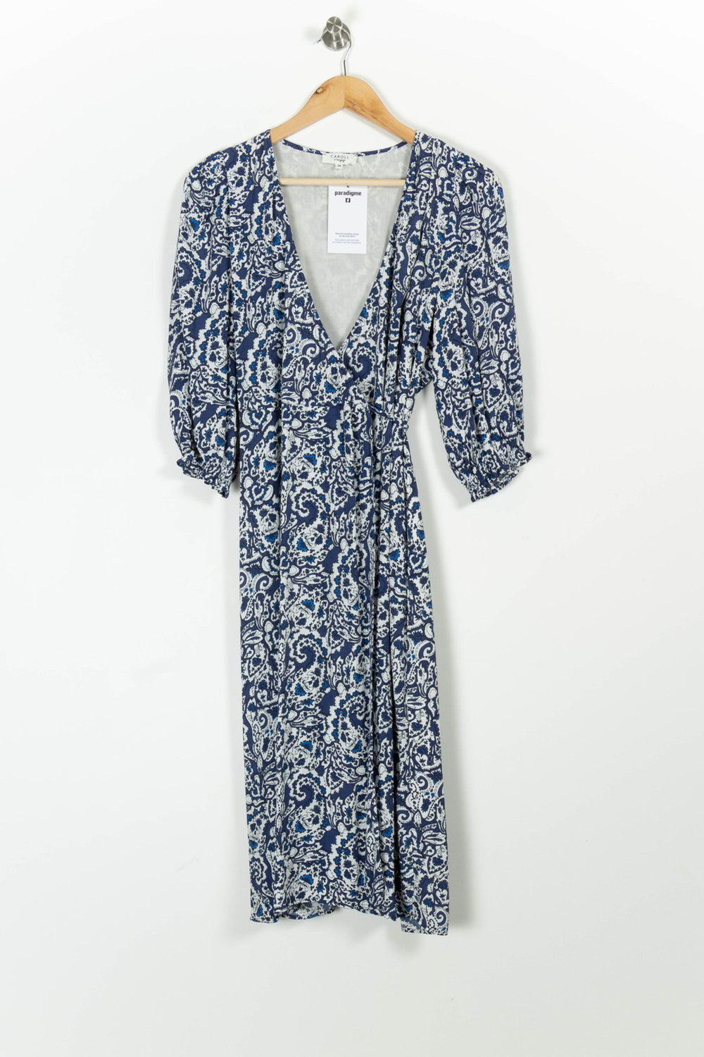 Robe Portefeuille Bleu et Blanc - Taille M/38 de la marque Caroll | PARAD97002 - Vendu par Paradigme - Image 2