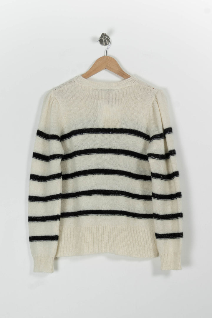 Pull Rayé Beige et Noir - Taille M/38 de la marque La Fée Maraboutée | PARAD97061 - Vendu par Paradigme - Image 4