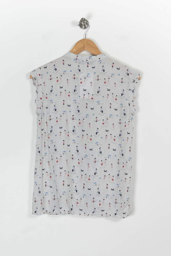 Chemisier Blanc imprimé - Taille S/36 de la marque La Fée Maraboutée | PARAD97089 - Vendu par Paradigme - Image 4