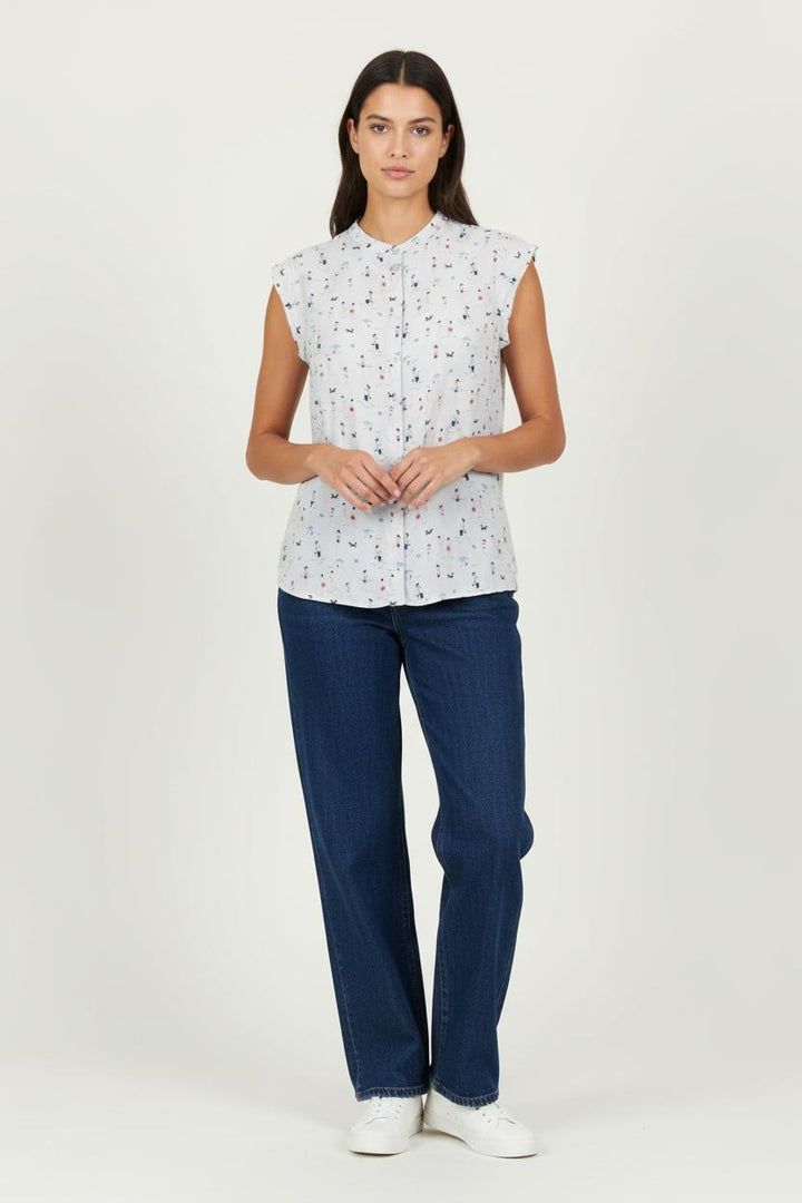 Chemisier Blanc imprimé - Taille S/36 de la marque La Fée Maraboutée | PARAD97089 - Vendu par Paradigme - Image 1