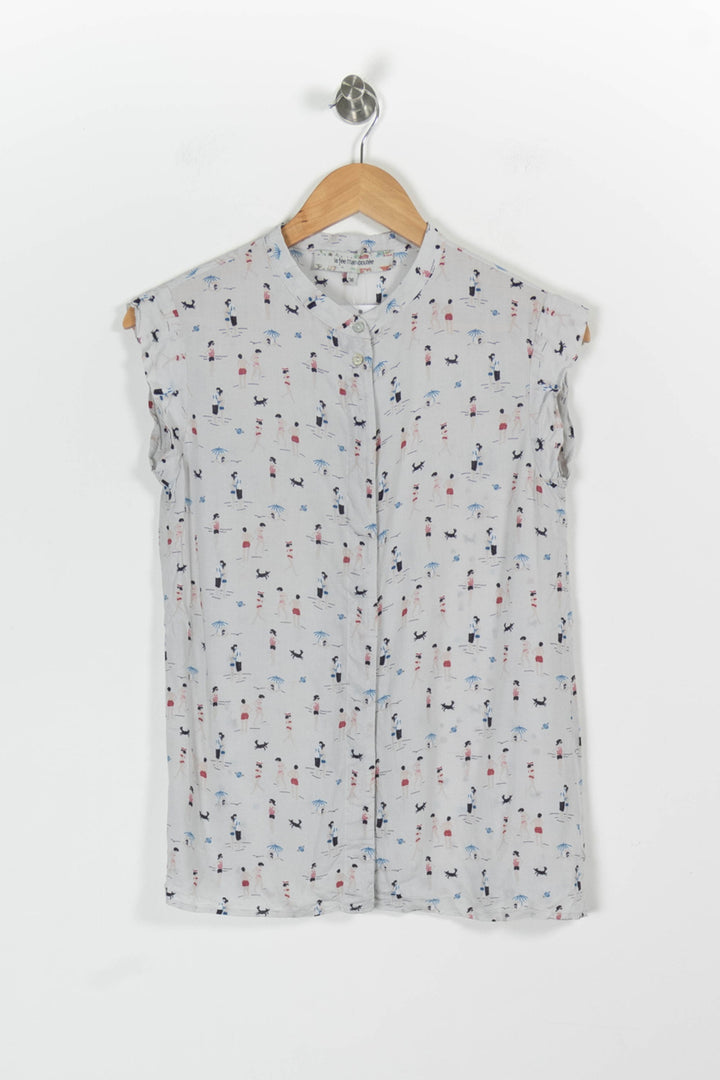 Chemisier Blanc imprimé - Taille S/36 de la marque La Fée Maraboutée | PARAD97089 - Vendu par Paradigme - Image 2