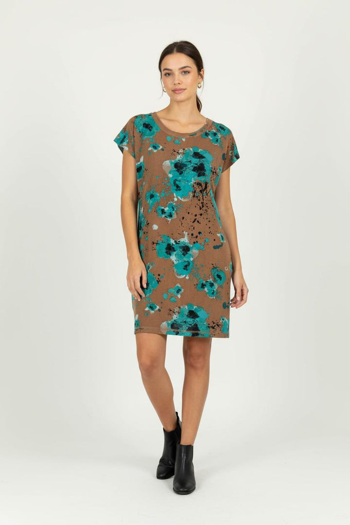 Robe Courte Marron et Verte - Taille XS/34 de la marque La Redoute Collections | PARAD97103 - Vendu par Paradigme - Image 1