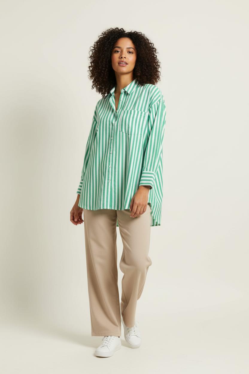 Chemise Rayée Verte et Blanche - Taille M/38 de la marque Grace & Mila | PARAD97117 - Vendu par Paradigme - Image 1
