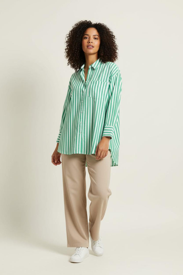 Chemise Rayée Verte et Blanche - Taille M/38 de la marque Grace & Mila | PARAD97117 - Vendu par Paradigme - Image 1