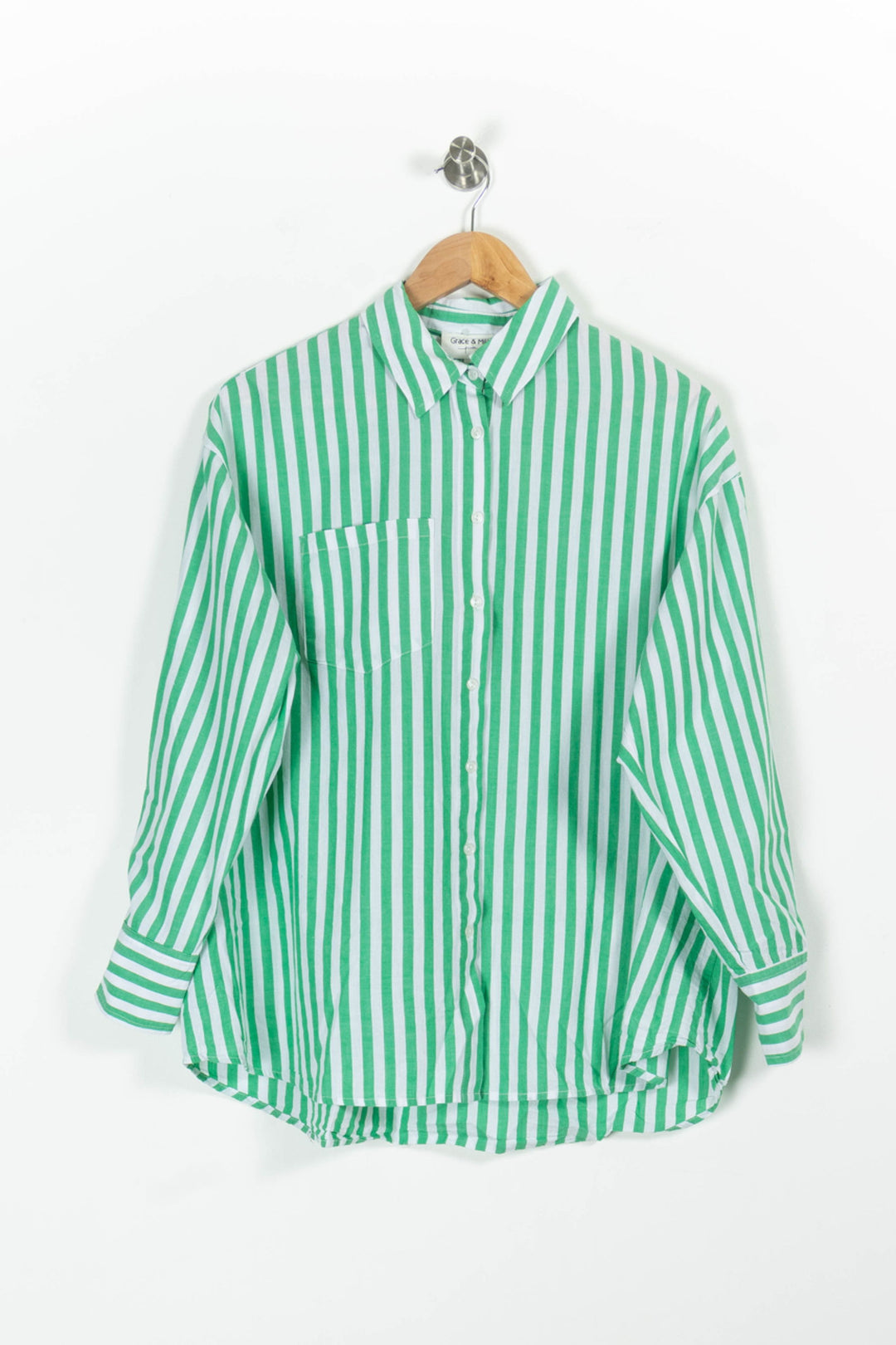 Chemise Rayée Verte et Blanche - Taille M/38 de la marque Grace & Mila | PARAD97117 - Vendu par Paradigme - Image 2