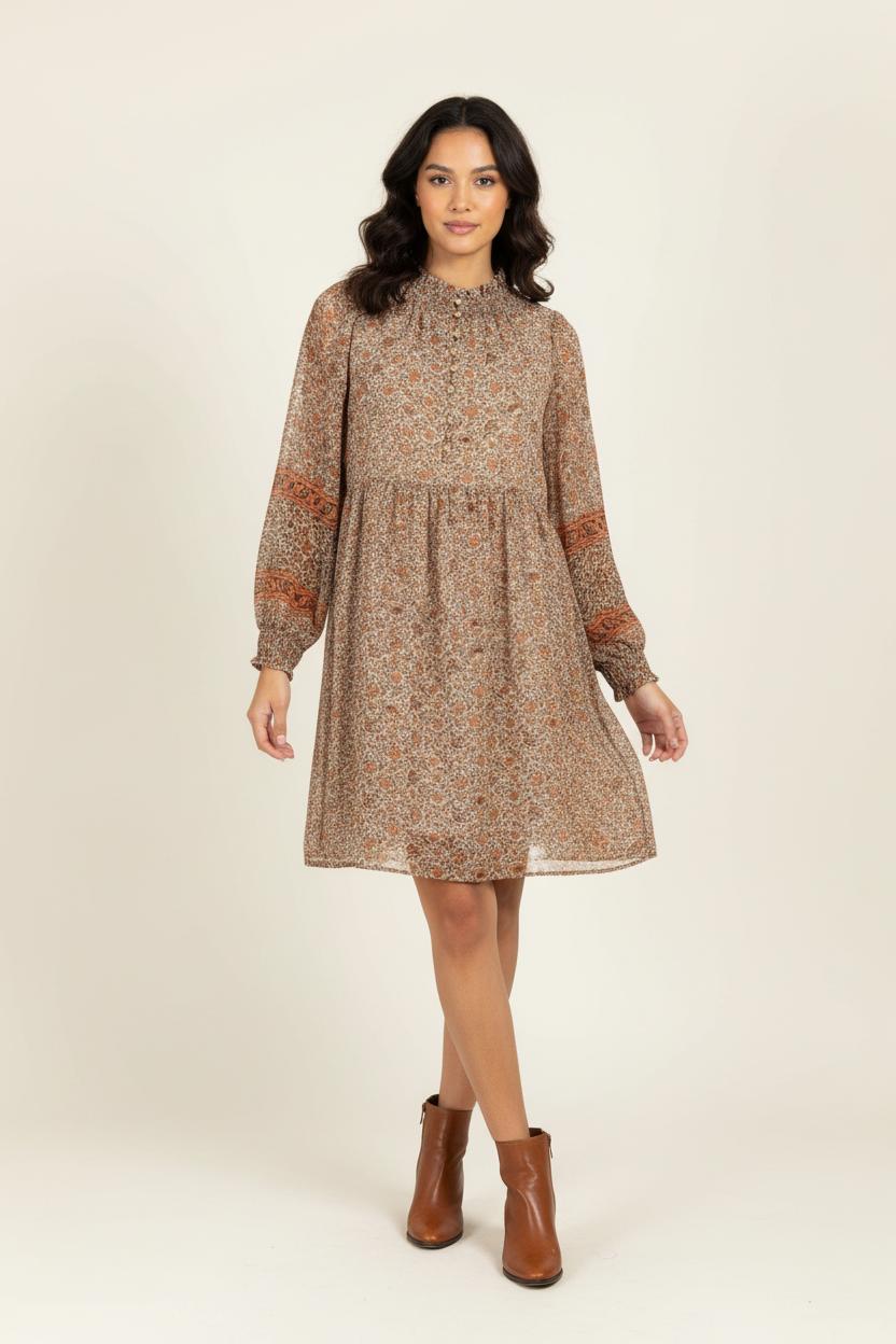 Robe Longue Marron - Taille XS/34 de la marque Maison 123 | PARAD97155 - Vendu par Paradigme - Image 1