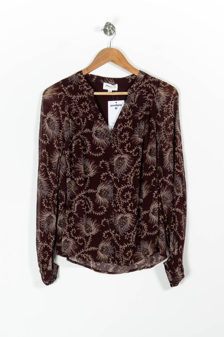 Blouse Bordeaux et Beige - Taille S/36 de la marque Maison 123 | PARAD97166 - Vendu par Paradigme - Image 2