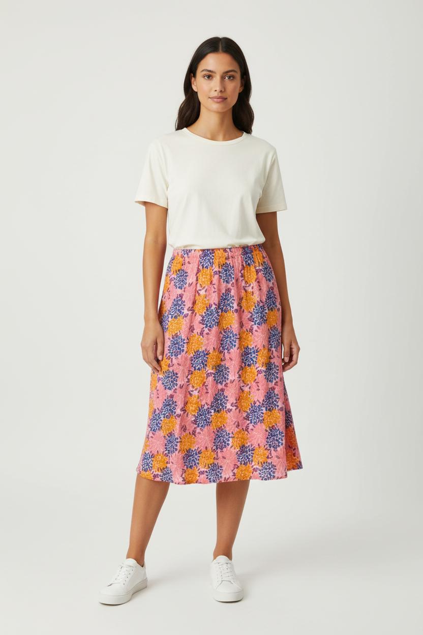 Jupe Midi Rose Orange et Bleu - Taille S/36 de la marque Des petits hauts | PARAD97185 - Vendu par Paradigme - Image 1