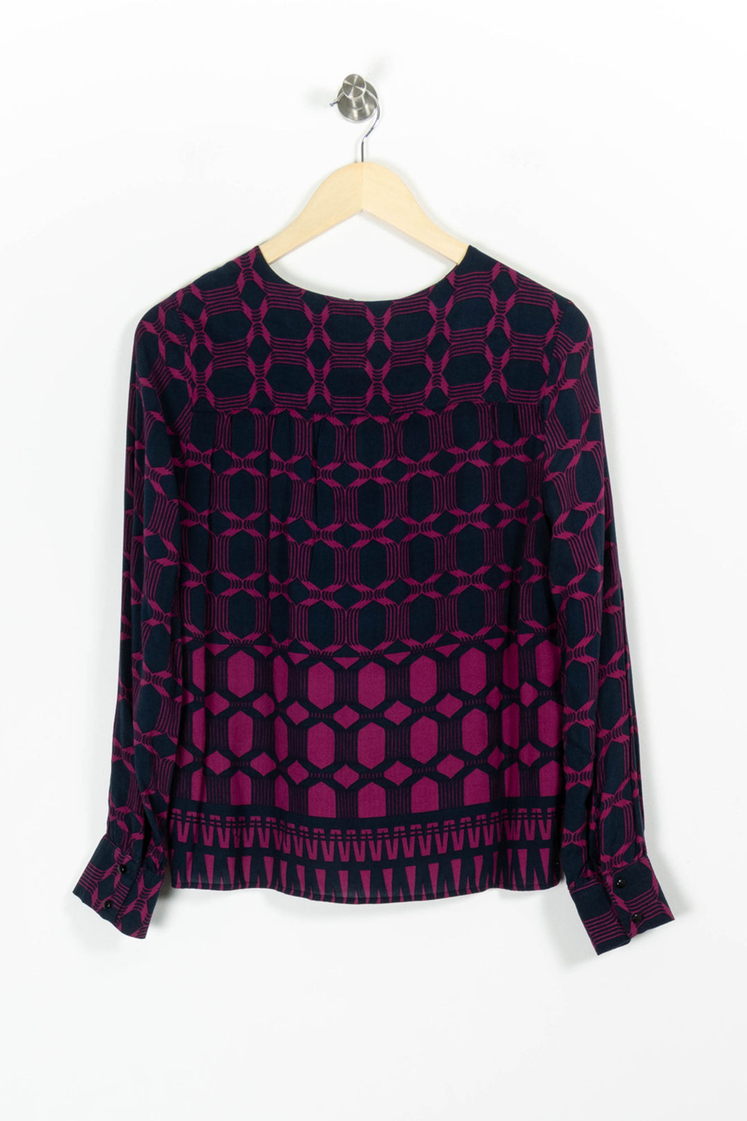 Blouse Bleu Marine et Fuchsia - Taille M/38 de la marque La Fée Maraboutée | PARAD97198 - Vendu par Paradigme - Image 4