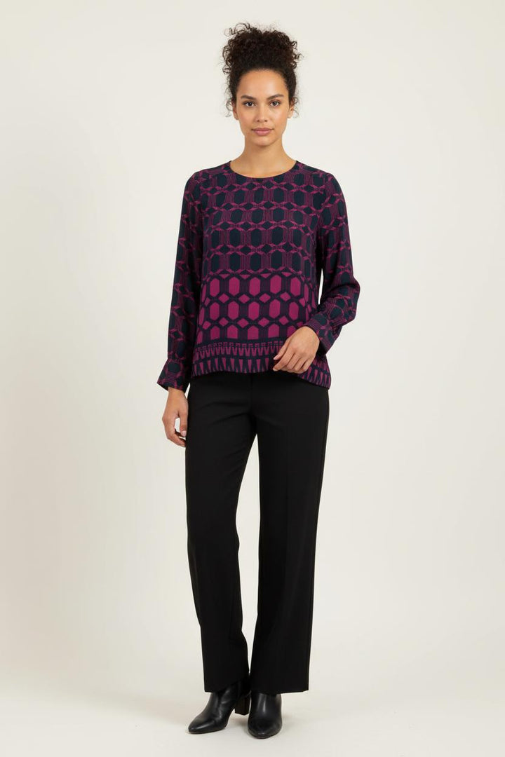 Blouse Bleu Marine et Fuchsia - Taille M/38 de la marque La Fée Maraboutée | PARAD97198 - Vendu par Paradigme - Image 1
