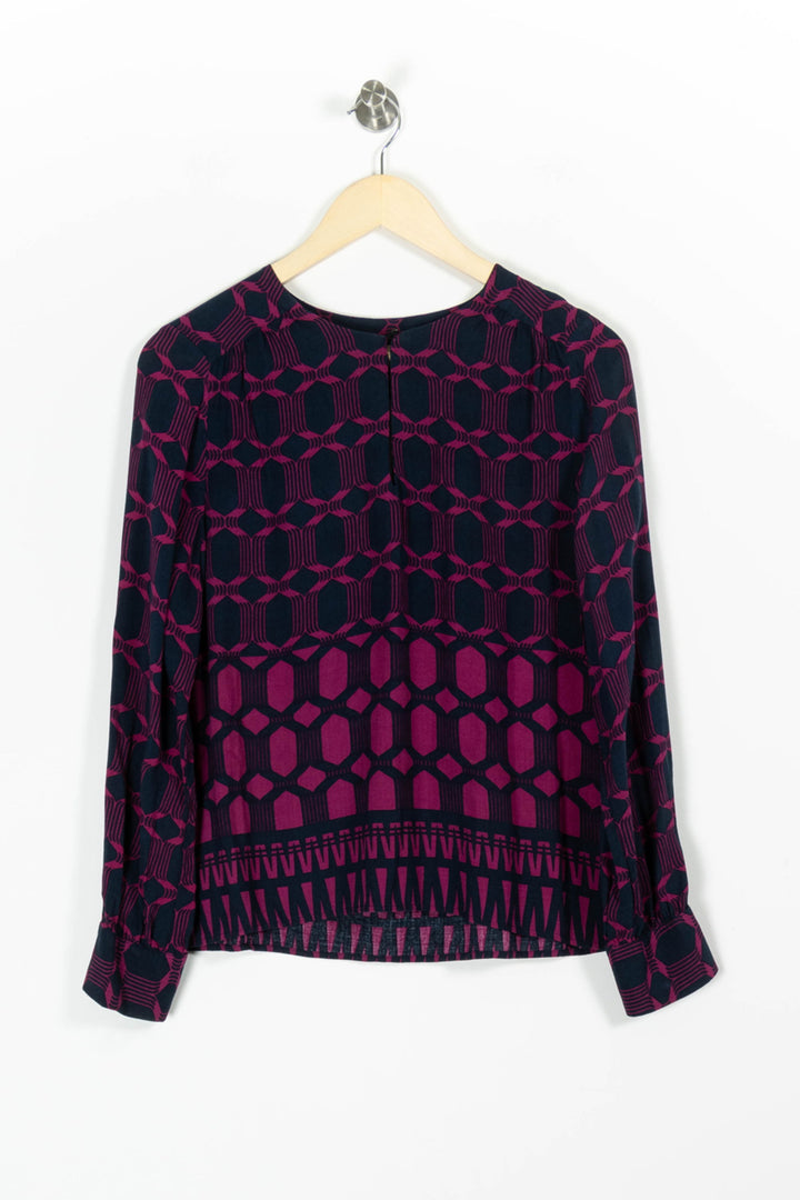Blouse Bleu Marine et Fuchsia - Taille M/38 de la marque La Fée Maraboutée | PARAD97198 - Vendu par Paradigme - Image 2