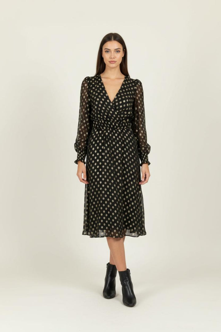 Robe Portefeuille Noire et Or - Taille L/40 de la marque Kookai | PARAD97199 - Vendu par Paradigme - Image 1