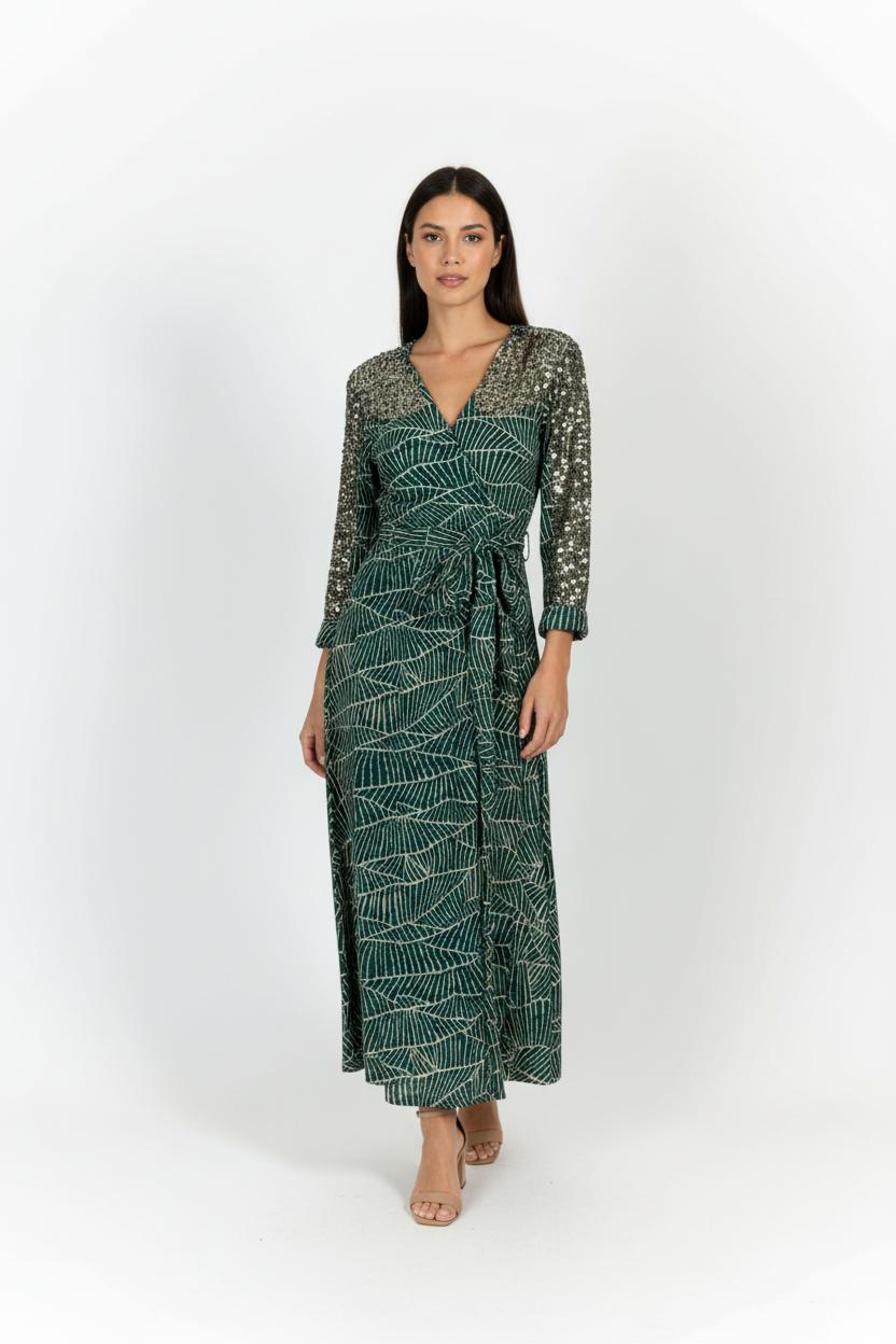 Robe Longue Verte et Argentée - Taille S/36 de la marque Stella Forest | PARAD97204 - Vendu par Paradigme - Image 1