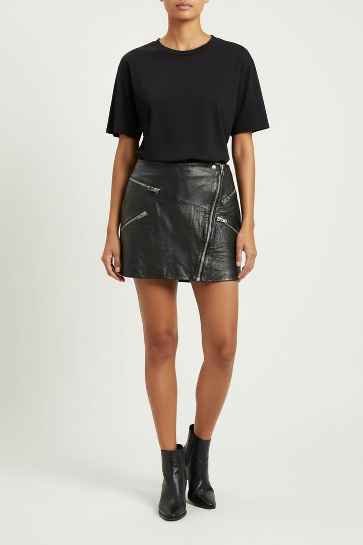 Jupe En Cuir Noire - Taille S/36 de la marque The Kooples | PARAD97206 - Vendu par Paradigme - Image 1