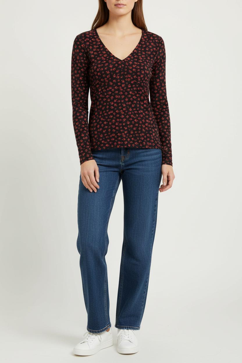Tee-shirt Noir et Rouge - Taille XS/34 de la marque Caroll | PARAD97216 - Vendu par Paradigme - Image 1