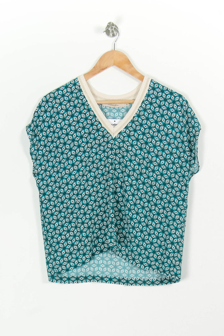 Blouse Bleue et Blanche - Taille L/40 de la marque La Fée Maraboutée | PARAD97231 - Vendu par Paradigme - Image 2