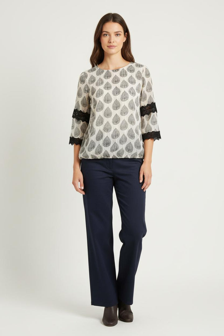 Blouse Beige et Noire - Taille XS/34 de la marque La Fée Maraboutée | PARAD97236 - Vendu par Paradigme - Image 1
