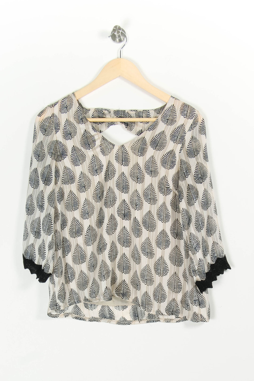 Blouse Beige et Noire - Taille XS/34 de la marque La Fée Maraboutée | PARAD97236 - Vendu par Paradigme - Image 2