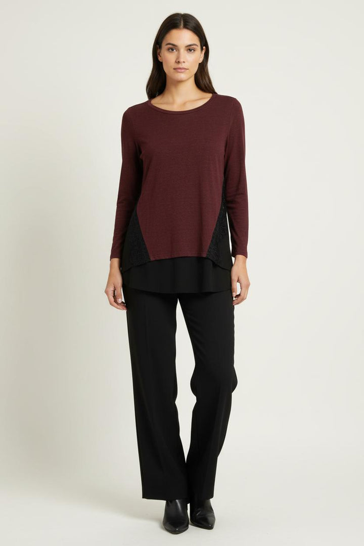 Blouse Bordeaux et Noire - Taille S/36 de la marque Sandro | PARAD97245 - Vendu par Paradigme - Image 1