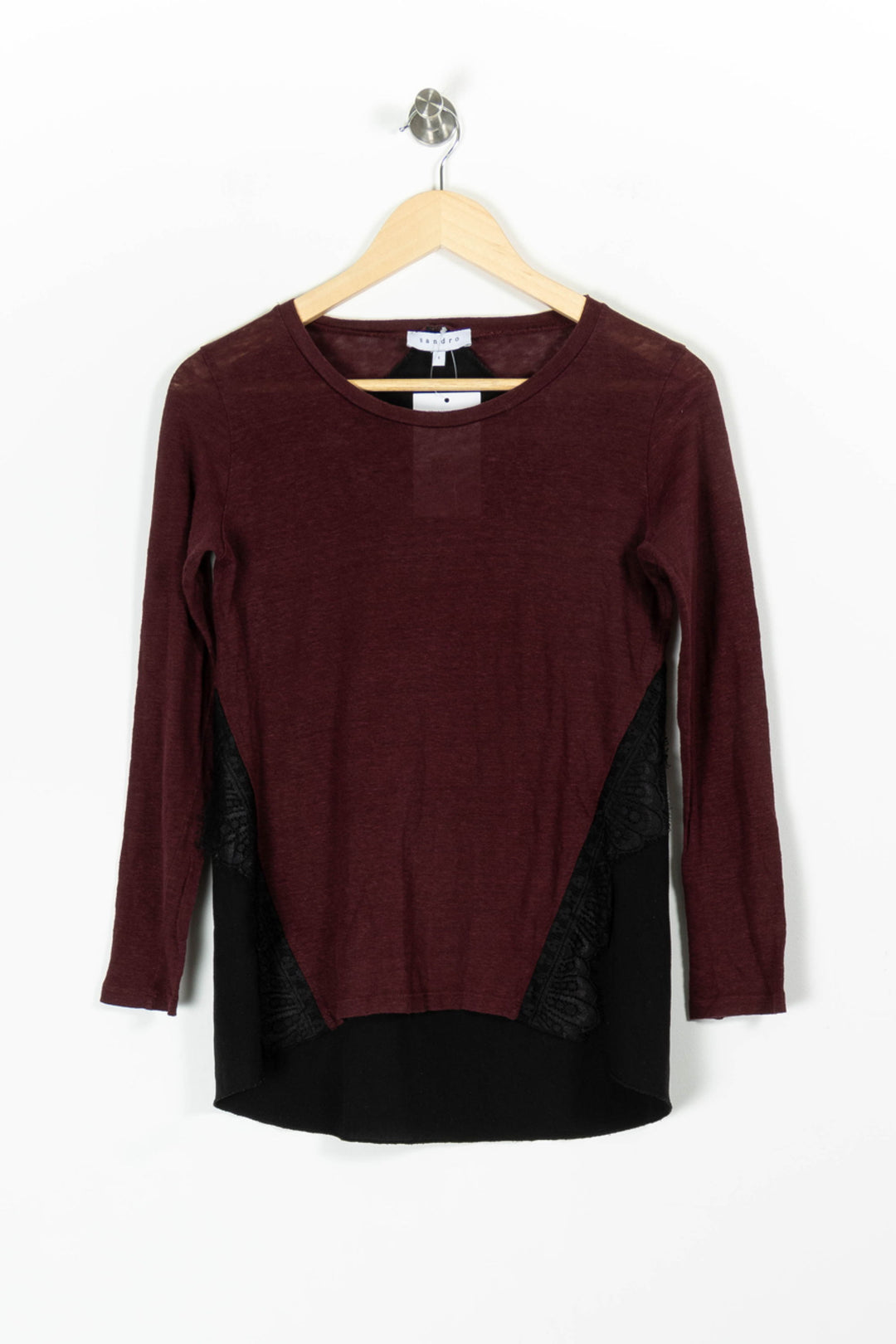 Blouse Bordeaux et Noire - Taille S/36 de la marque Sandro | PARAD97245 - Vendu par Paradigme - Image 2