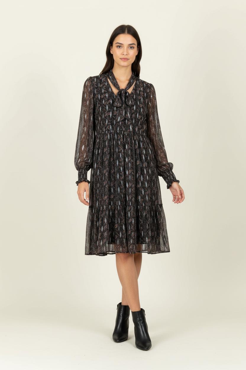 Robe Midi Grise et Noire - Taille S/36 de la marque Maison 123 | PARAD97267 - Vendu par Paradigme - Image 1