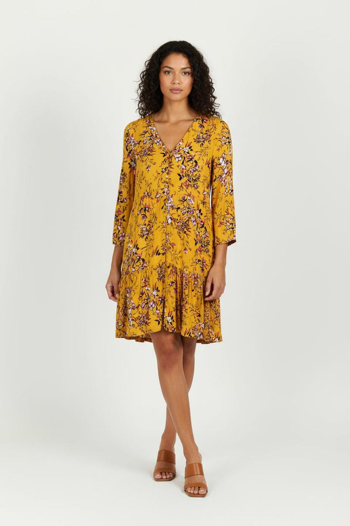 Robe Fleurie Jaune et Violet - Taille S/36 de la marque Suncoo | PARAD97288 - Vendu par Paradigme - Image 1