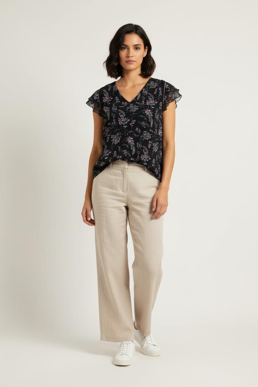 Blouse Fleurie Bleu - Taille M/38 de la marque IKKS | PARAD97297 - Vendu par Paradigme - Image 1