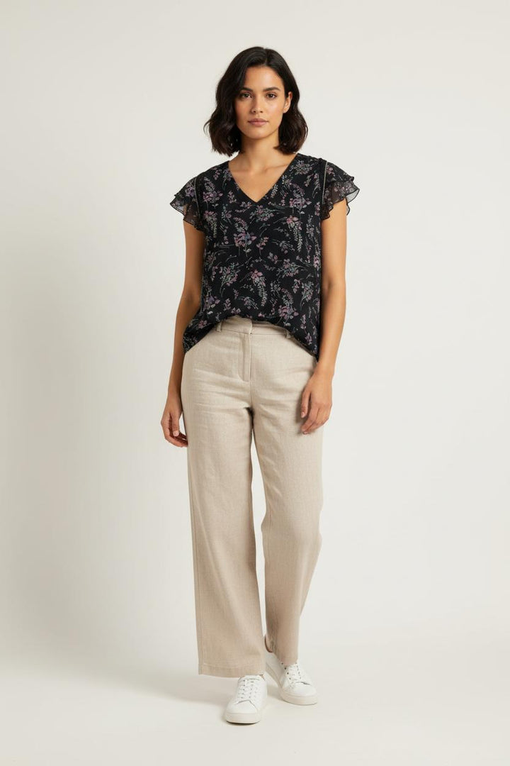 Blouse Fleurie Bleu - Taille M/38 de la marque IKKS | PARAD97297 - Vendu par Paradigme - Image 1