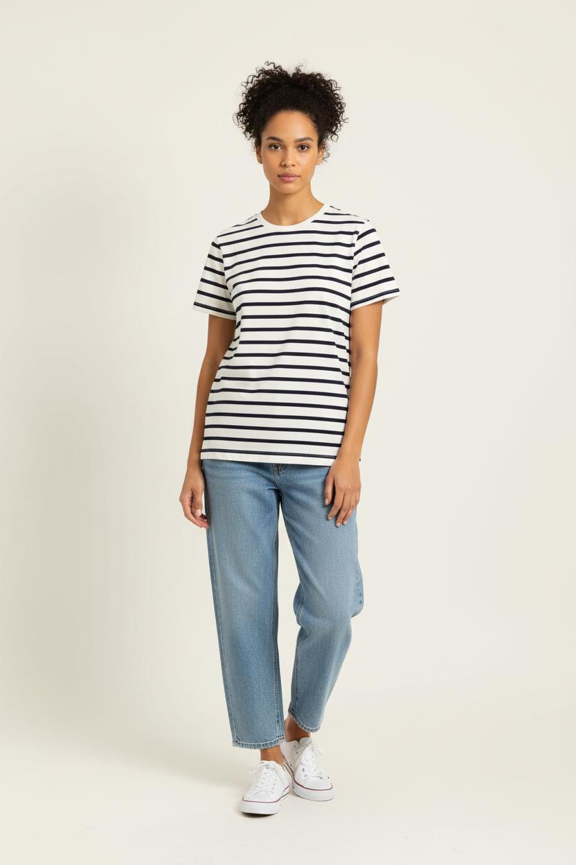 Tee-shirt Blanc et Bleu Marine - Taille M/38 de la marque IKKS | PARAD97309 - Vendu par Paradigme - Image 1
