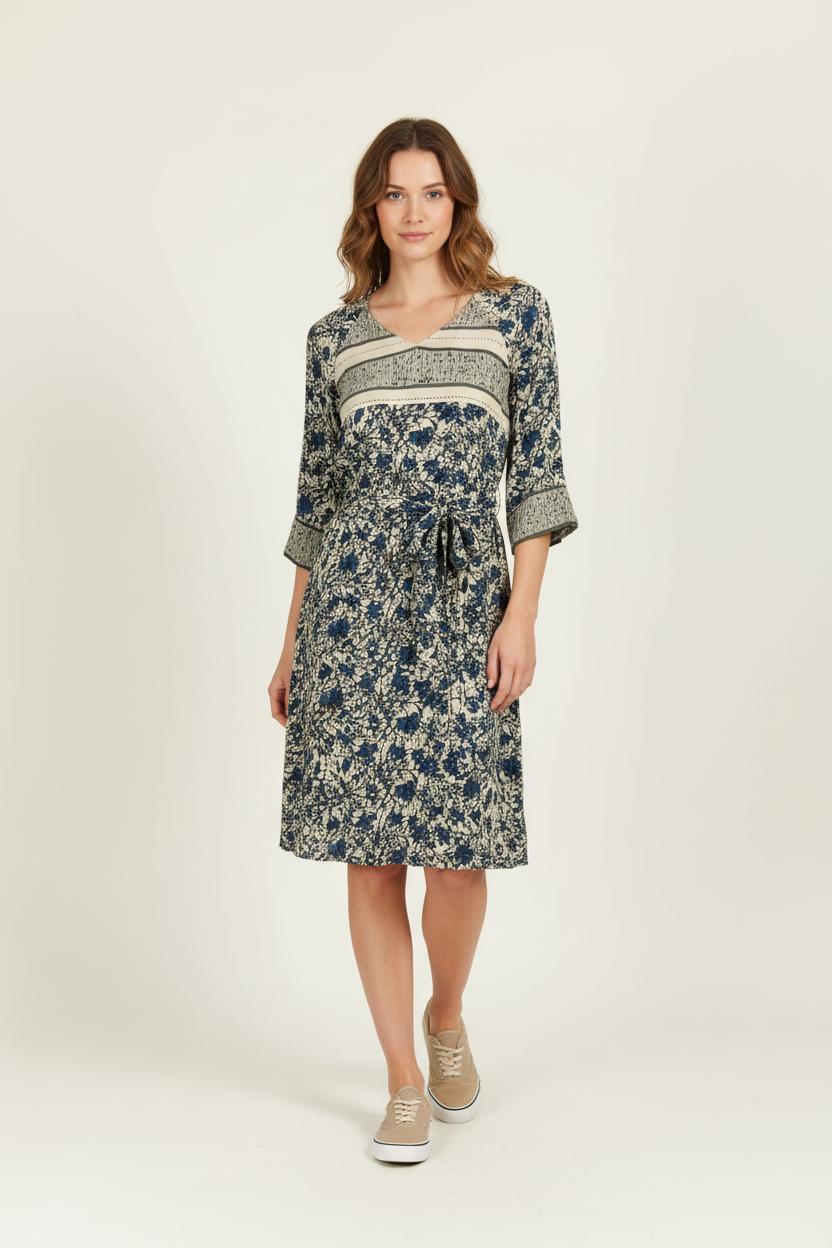 Robe Longue Beige et Bleue - Taille M/38 de la marque Stella Forest | PARAD97335 - Vendu par Paradigme - Image 1