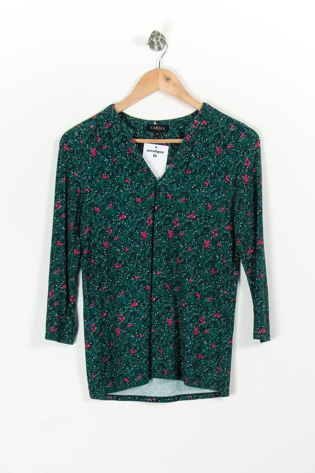 Blouse Verte et Rose - Taille XS/34 de la marque Caroll | PARAD97339 - Vendu par Paradigme - Image 2