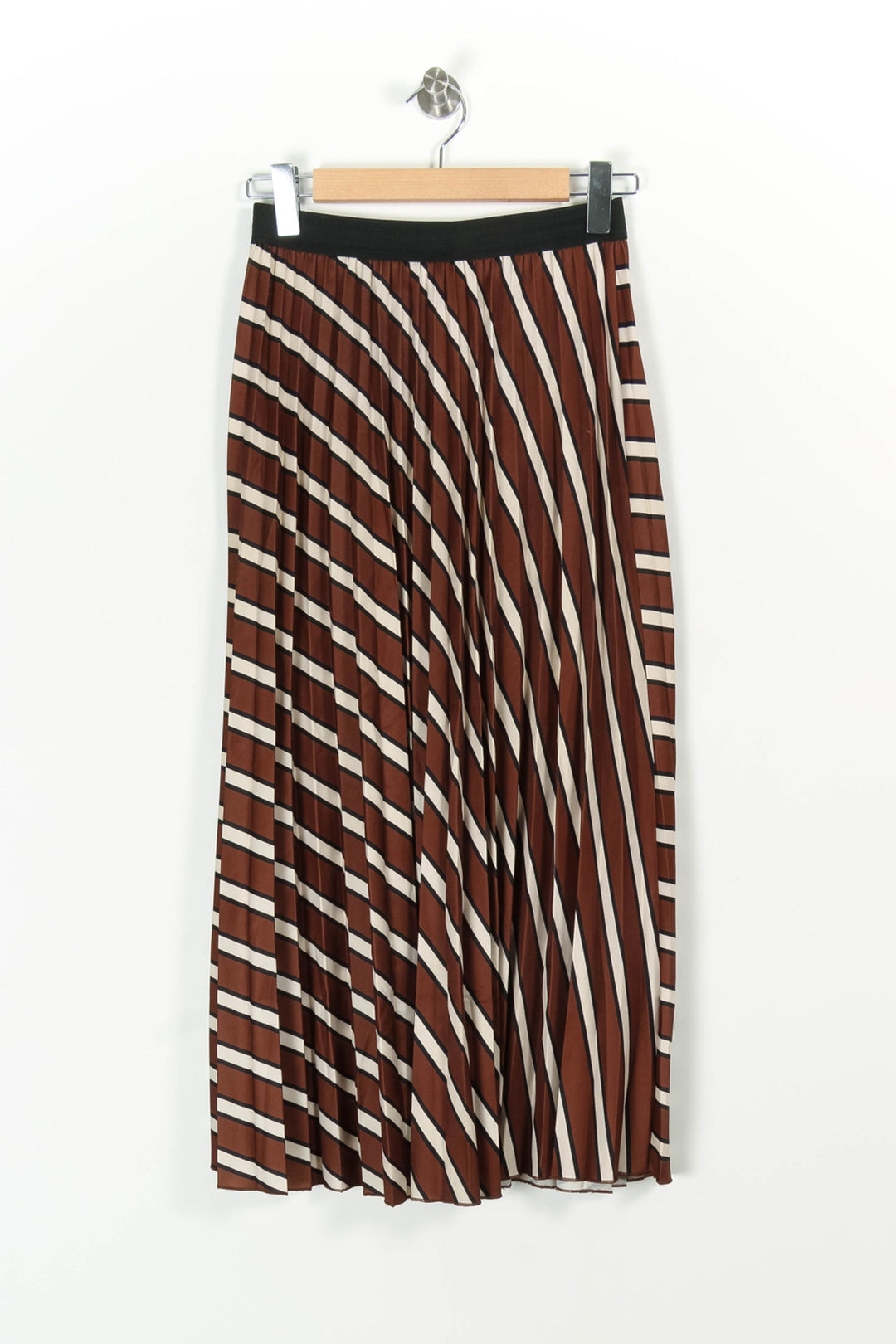 Jupe Plissée Marron et Blanc - Taille S/36 de la marque La Fée Maraboutée | PARAD97387 - Vendu par Paradigme - Image 4
