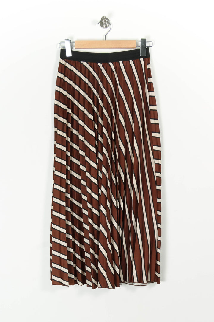 Jupe Plissée Marron et Blanc - Taille S/36 de la marque La Fée Maraboutée | PARAD97387 - Vendu par Paradigme - Image 4