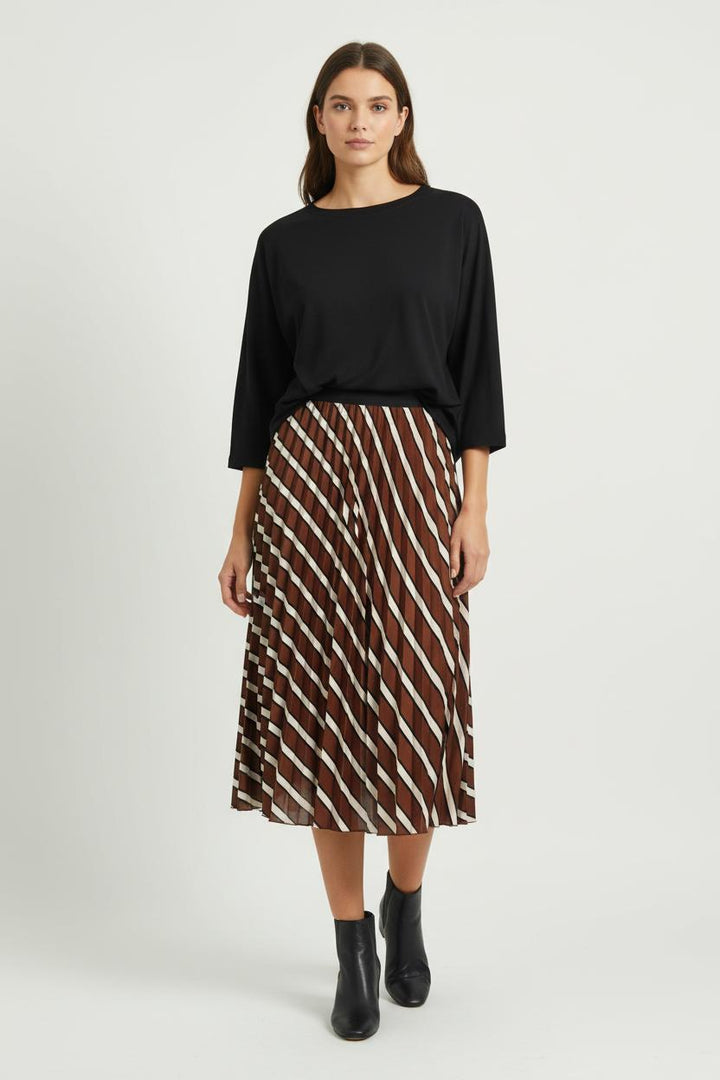 Jupe Plissée Marron et Blanc - Taille S/36 de la marque La Fée Maraboutée | PARAD97387 - Vendu par Paradigme - Image 1