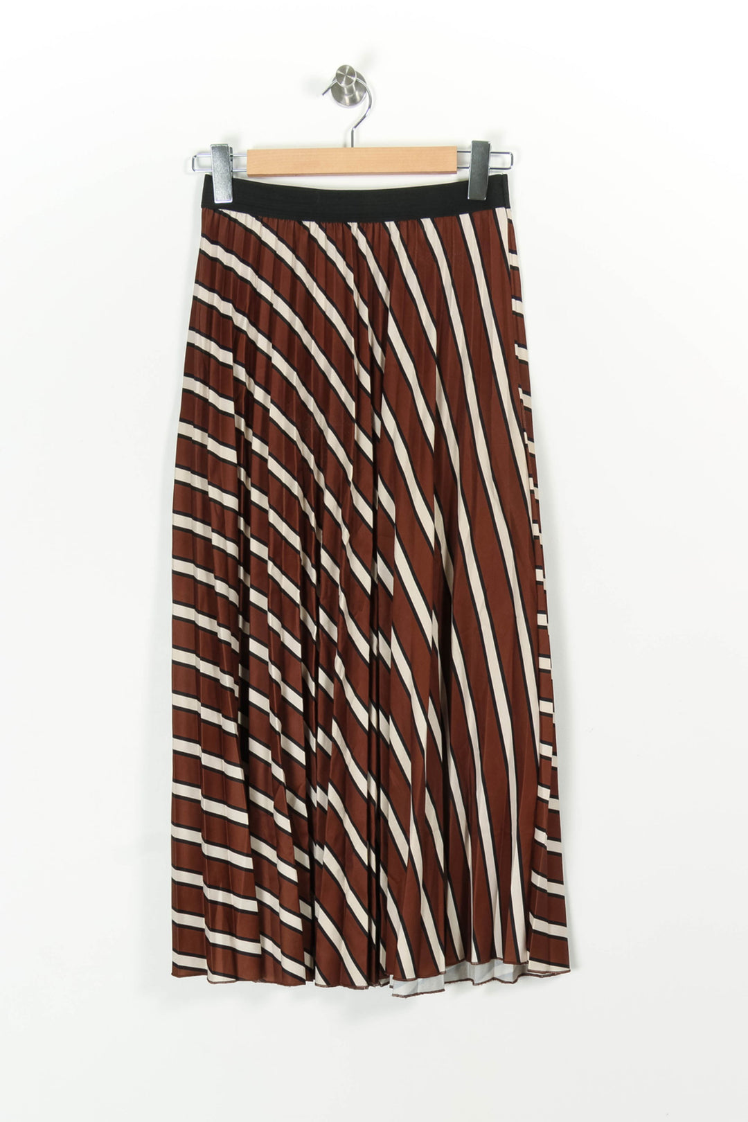 Jupe Plissée Marron et Blanc - Taille S/36 de la marque La Fée Maraboutée | PARAD97387 - Vendu par Paradigme - Image 2