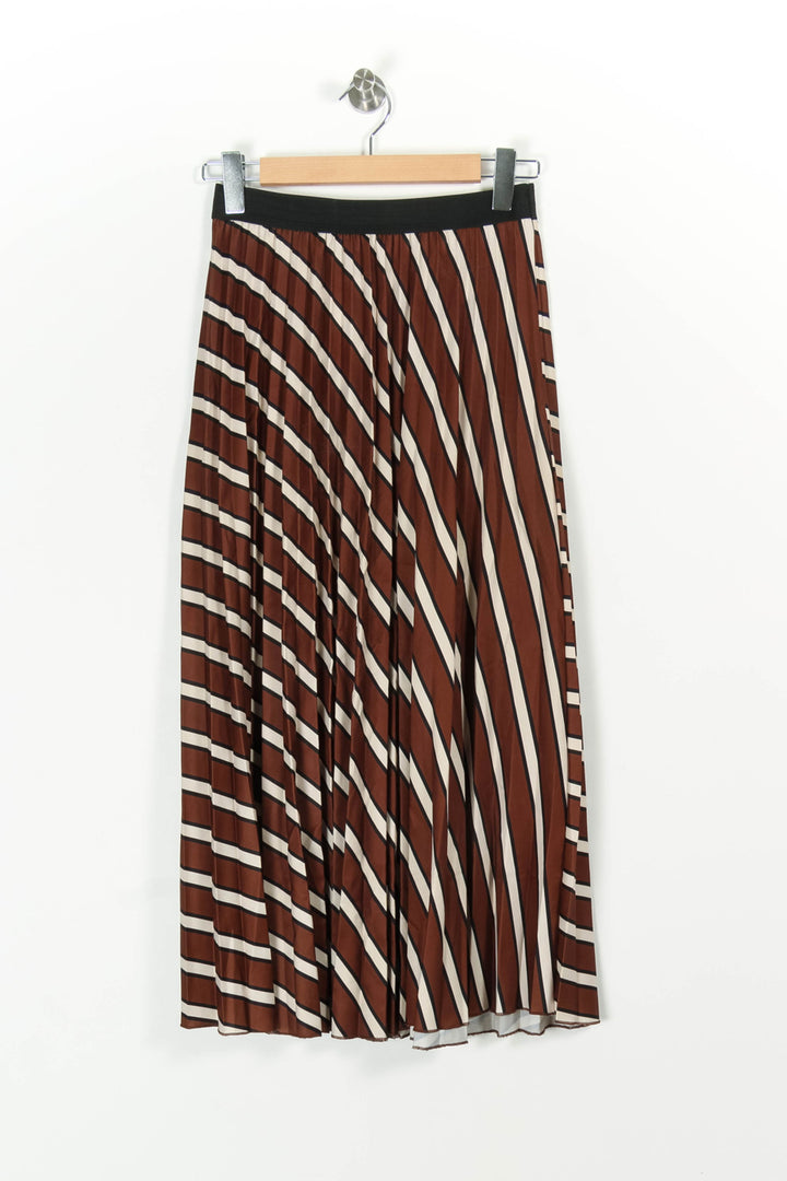 Jupe Plissée Marron et Blanc - Taille S/36 de la marque La Fée Maraboutée | PARAD97387 - Vendu par Paradigme - Image 2