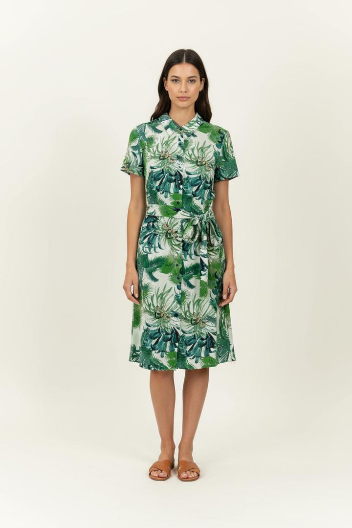 Robe Chemisier Verte et Blanche - Taille L/40 de la marque Tara Jarmon | PARAD97407 - Vendu par Paradigme - Image 1