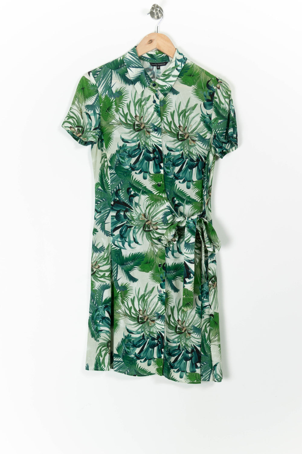 Robe Chemisier Verte et Blanche - Taille L/40 de la marque Tara Jarmon | PARAD97407 - Vendu par Paradigme - Image 2
