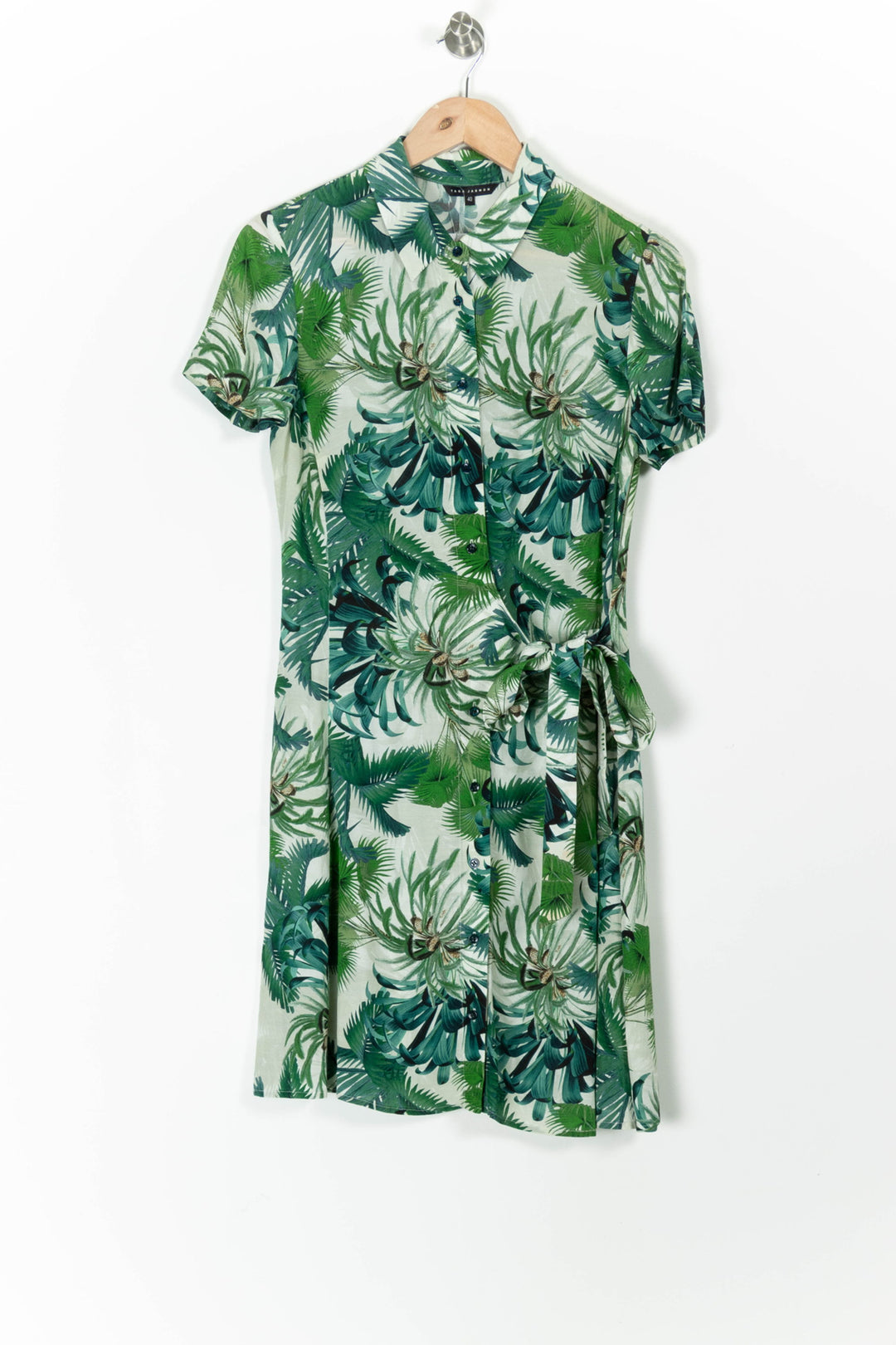 Robe Chemisier Verte et Blanche - Taille L/40 de la marque Tara Jarmon | PARAD97407 - Vendu par Paradigme - Image 2